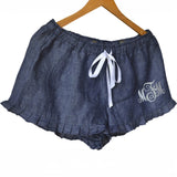 Customized Monogrammed Denim Linen Pajama Short