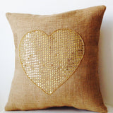 Heart Of Pure Gold Burlap Pillow Covers Love Sparkles Like Gold For Valentine