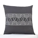 French, Cord Embroidery Gray Linen Pillow Case, Decorative Throw Pillow Cover, Cushion Cover