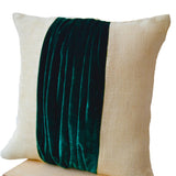 Burlap Pillow Color Block Pillow Burlap Color Block Pillow Teal Velvet Color Block Cushion