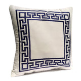 Greek Key Velvet Embroidered Pillow Cover