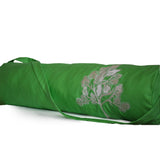 Green Yoga Mat Bag with Wisdom Tree Embroidery on Cotton Twill