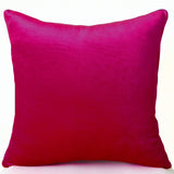 Hot Pink Velvet and Oatmeal Linen Piping Pillow Cover -Decorative Couch Case -Gift -Pink Bedding -Nursery -Dorm -