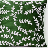 Emerald green throw pillows with bead sequin detail - Leaves pillow - Silk pillow - Cushion cover zipper - Gift 16X16