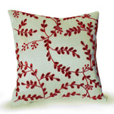 Ivory Throw Pillow Cover with Red Embellishment