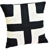 Black Ivory Geometric Burlap Pillow Cover