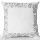 Decorative Throw Pillow Case in White Linen with Flower Embroidery - Cushion in Floral Detail - Anniversary Wedding Bridesmaid Gifts - 16x16