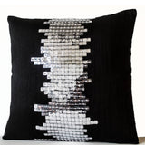 Decorative Throw Pillows -Geometric Pillow -Black Silver Modern Pillow -Black Cushion -Silver Sequin Pillow -City Lights Pillow -18x18 -Gift