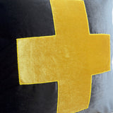 Gray Throw Pillow Cover With Yellow Cross