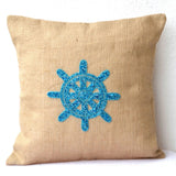 Decorative Pillow Covers Natural Burlap Nautical Ship Wheel Throw Pillow Gift