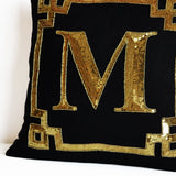 Gold Monogram Decorative Throw Pillow Cover