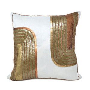 Gold Bronze Beaded Sequin Mid Century Pillow Cover