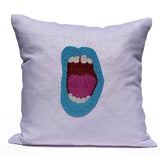 Green Lips Pop Art Pillow Cover