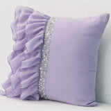 Designer Pillow Cover In Lilac With Ruffles And sequins Gift Pillow Accent Pillow