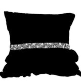 Elegant Navy Blue Ruffled Sequin Throw Pillow Cover