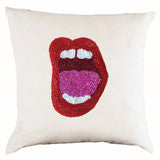 Green Lips Pop Art Pillow Cover