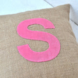 Customized Monogram Throw Pillow Burlap Cushion Cover