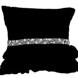 Black Ruffles Sequin Crystal Throw Pillow Cover