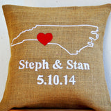 Burlap Pillow Case State Embroidery Personalized Pillow Burlap Cushion