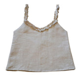 Custom Linen Top With Cute Ruffled Straps And Neck Camisole