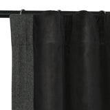 Black Cotton Velvet Curtain With Grey Chevron Trim