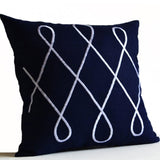 Blue Throw Pillow Covers, Navy Blue Pillow Cover, Embroidered Pillow Cover