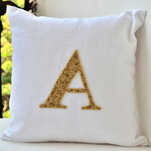 Customized Gold Sequin Alphabet Throw Pillow Cover