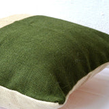 Green Pillow - Burlap Pillow color block - Green Decorative cushion covers - Throw pillows - gift 18X18 - Green Euro Sham - Couch pillow