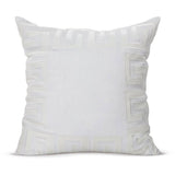 Greek Key Linen Throw Pillow Cover, Velvet Applique Gray Pillow Case