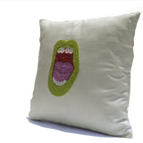 Green Lips Pop Art Pillow Cover