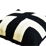 Black Ivory Geometric Burlap Pillow Cover