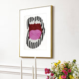 Black White Stripes Lipstick Wall Art