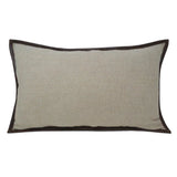 Chevron Wool Throw Pillow With Leather Trim