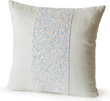 Ivory Faux Silk Pillow Cover With Geometric Sparkle