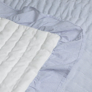 Baby Blue White Ruffle Quilt