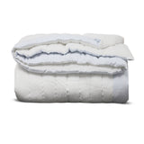 Blue White Cotton Quilt With Striped Edge