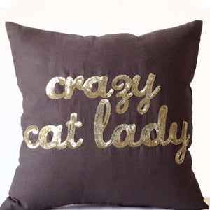 Crazy Cat Lady Sequin Pillow Cover