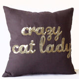 Crazy Cat Lady Sequin Pillow Cover