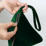 Emerald Green Velvet Purse, Pyramid Handbag