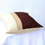 Colorblock Pillow In Neutral Earthen Hues From Ivory Beige Brown Burlap