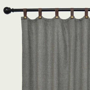 Gray Chevron Leather Tab Wool Curtain