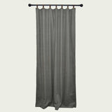 Gray Chevron Leather Tab Wool Curtain