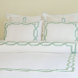 Embroidered Fretwork Duvet Cover Set