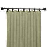 Green Chevron Wool Curtains with Leather Tabs