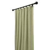 Green Chevron Wool Curtains with Leather Tabs