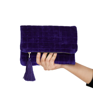 Gridlock Velvet Fold Over Clutch