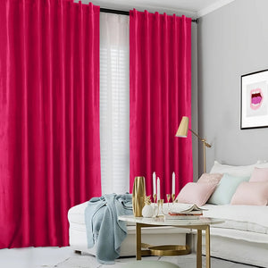 Hot Pink Cotton Velvet Curtain