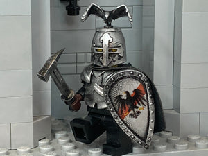 Eagle Knight w/Great Helm Figurine & Kite Shield! (in Oxidized Iron)