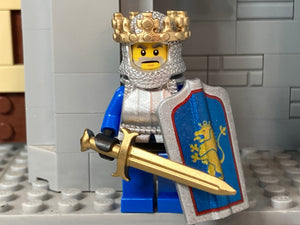 Classic LEGO Lion Knights King w/Custom Crown & NEW Armor! (in Metallic GOLD & Silver)