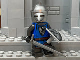 Custom Black Falcon Knight w/Bascinet Helm & Authentic LEGO Prints! (in Original Silver)